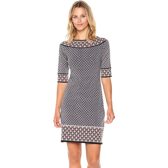 Max Studio coral patterned boatneck dress - Picture 2 of 5